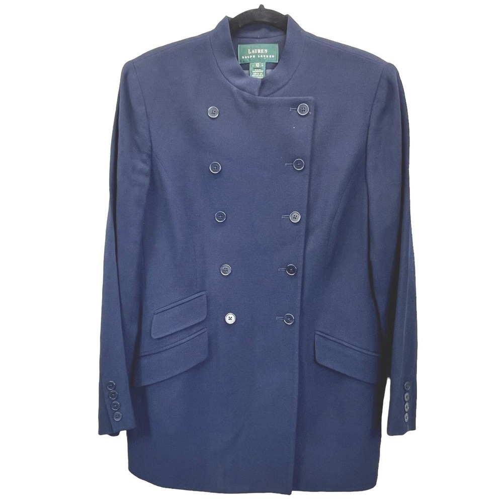 Lauren Ralph Lauren Blazer Outerwear Double Breasted Wool Blend Navy Blue 10